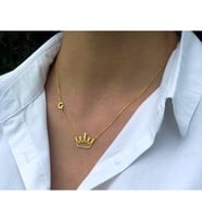 24 Ayar Has Altın Kaplama Harfli TAÇ Kolye (Rose)