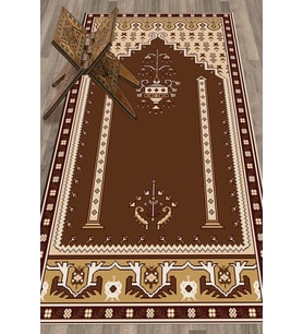 EVDEYA Dijital Baskılı Yıkanabilir Klasik Motifli Namazlık Seccade 70x130, SECCADE-31-BORDO, (Kahverengi)