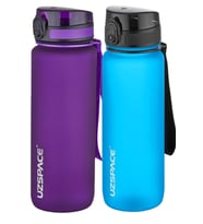 Uzspace 2'li Tritan Matara Seti 800 ml 14 Farklı Renk Seçeneği FiftyFifty (Mor-Turkuaz)