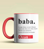 Kişiye Özel Baba Sözlük Açıklaması Tasarımlı Siyah Kupa Bardak (Kırmızı)