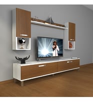 Decoraktiv Eko 5da Mdf Std Krom Ayaklı Tv Ünitesi Tv Sehpası (Beyaz - Ceviz)