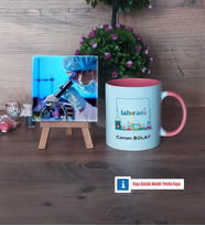 Laborant Fotoğraflı Dekoratif Taş, Kupa Bardak Beyaz Hediye (Model 6)