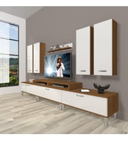 Decoraktiv Ekoflex 8d Slm Krom Ayaklı Tv Ünitesi Tv Sehpası (Beyaz - Kahverengi)