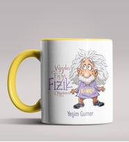 Kişiye Özel 100 Yılın En İyi Fizik Öğretmeni Tasarım Siyah Kupa  (Sarı)