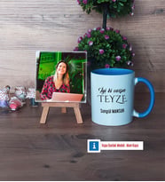 Teyzeye Doğum Günü Hediyesi Fotoğraflı Dekoratif Taş, Kupa Bardak Beyaz Hediye (Model 4)