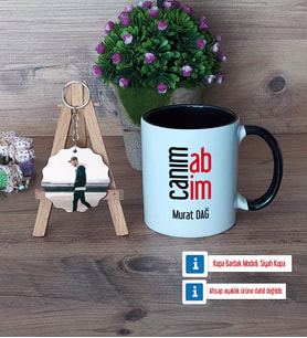 Abiye Hediye Kupa Bardak Beyaz ve Fotoğraflı Ahşap Anahtarlık Hediye (Model 11)
