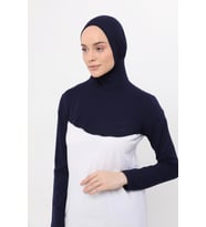 Boyunluklu Boneli Uzun Kolluk (Lacivert)