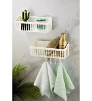 Yapışkanlı Plastik Banyo Rafı İkili Banyo Düzenleyici Duş Rafı Organizer Şampuanlık