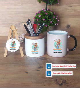 Babalar Günü Hediyesi Hediye Sepeti Kalemlik, Kupa Bardak Sihirli, Ahşap Anahtarlık Hediye Babaya Hediye (Model 1)