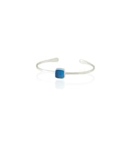 Kadir Jewellery Zirkon Taşlı Ayarlanabilir 925 Ayar Gümüş Kaplama Bilezik (Koyu Mavi)
