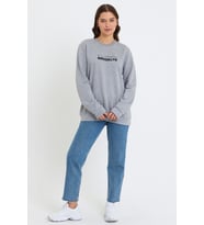 Kadın Bisiklet Yaka Oversize Fit Brooklyn Baskılı İnce Sweatshirt SPR23SWK330 ( Gri-Melanj)