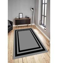 Dijital Baskılı Yıkanabilir Kaymaz Modern Renkli Salon Halısı Mutfak Halısı Yolluk ND-HY-1142 (Siyah)
