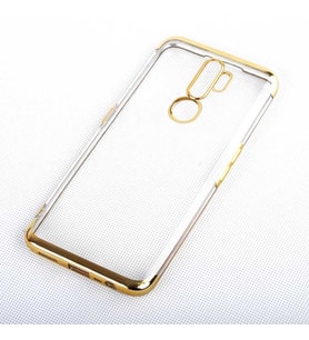 Oppo A9 2020 Kılıf Zore Dört Köşeli Lazer Silikon Kılıf (Gold)