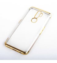Oppo A9 2020 Kılıf Zore Dört Köşeli Lazer Silikon Kılıf (Gold)