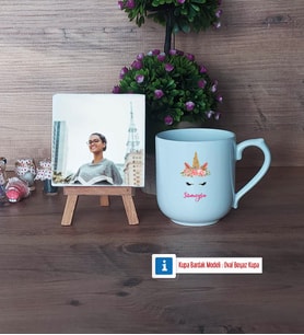 Unicorn Fotoğraflı Dekoratif Taş, Kupa Bardak Beyaz Hediye (Model 5)