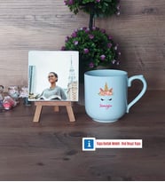 Unicorn Fotoğraflı Dekoratif Taş, Kupa Bardak Beyaz Hediye (Model 5)