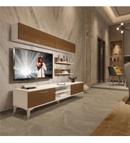 Decoraktiv Eko 5 Mdf Dvd Silver Tv Ünitesi Tv Sehpası - Parlak Beyaz (Beyaz - Ceviz)