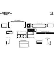 Meriç® VW Transporter T4 Ön Torpido Kaplama Maun 18 Parça 1998-2003 (Piano Black)