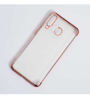 Galaxy M30 Kılıf İnce Köşeleri Renkli Şeffaf Silikon (Rose)