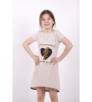 Toontoy Kız Çocuk Elbise Keep Away Baskı (Kahve Melanj)