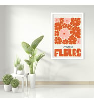 Tekli Ahşap Lamine Çerçeveli Mdf Tablo Fleurs Kırmızı Çiçekler (Beyaz)