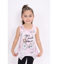 Toontoy Kız Çocuk Bisiklet Baskılı Atlet (Pembe)