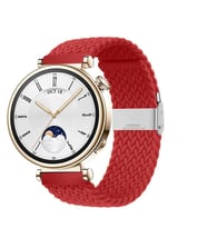 Sneezy Huawei Watch GT 4 41mm İle Uyumlu 18mm Metal Klips Solo Fiberlink Örgü Kordon (Kırmızı)