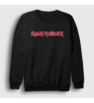 Presmono Unisex Beyaz Logo Iron Maiden Sweatshirt 86629tt (Siyah)