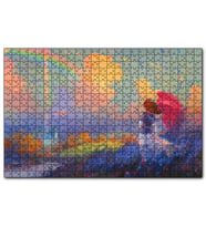 Cakapuzzle  Genç Kız ve Gökkuşağı Yağlıboya  Puzzle Yapboz MDF (Ahşap) (500 Parça)