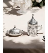 Nia Zamak Damat Kahve Fincanı ve Lokumluk (Gümüş)