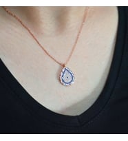 Baget Taşlı Nazar Boncuk Kolye (Rose - Gold)