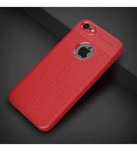 Uyumlu Model Apple iPhone 5 5S SE Kılıf Deri Tarzı Niss Silikon Case (Kırmızı)
