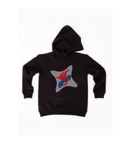 Spiderman baskılı örümcek adam kapüşonlu pamuklu kumaş çocuk sweatshirt (Siyah)