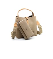 Just Polo  Kilit Detaylı Kadın Kartlık ve Omuz Çanta Kombini Mds4002-1003 (Vizon)