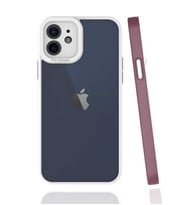 Apple iPhone 12 Kılıf Zore Mima Kenarları Renkli Silikon Kılıf (Mürdüm)