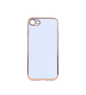 Apple iPhone SE 2022 Kılıf Kenarları Gold Kamera Korumalı Renkli Pastel Silikon Siyah BARK (Açık Mavi)