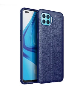 Oppo Reno 4 Lite Kılıf Deri Tarzı Niss Silikon Case (Lacivert)