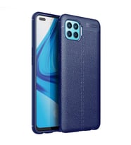 Oppo Reno 4 Lite Kılıf Deri Tarzı Niss Silikon Case (Lacivert)