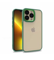 Apple iPhone 13 Pro Kılıf Flora Buton,Kenar Çevresi Renkli Kılıf (Yeşil)