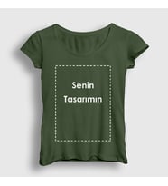 Presmono Kadın Sarı Kendin Tasarla Kişiye Özel T-Shirt 519487tt (Haki)