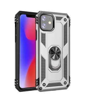 Microsonic Apple iPhone 11 (6.1'') Kılıf Military Ring Holder (Gümüş)