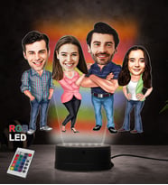 Doğum Günü Hediyesi,Sevgiliye Hediye, Kişiye Özel Fotoğraflı Arkadaş Grubu Karikatür 3D Led Lamba (RGB)