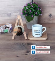 Matematik Mühendisi Türk Kahvesi Fincanı Ahşap Altlıklı ve Fotoğraflı Ahşap Anahtarlık Hediye (Model 1)