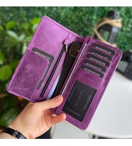 Modica® Boston - Hakiki Deri Telefon Bölmeli Cüzdan (Mor)