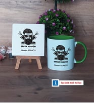 Erkek Kuaförü Dekoratif Taş, Kupa Bardak Kırmızı Hediye (Model 13)
