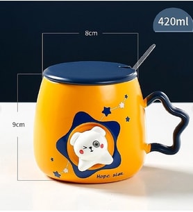 420ml Sevimli Karikatür Kabartmalı Ayıcık Isıya Dayanıklı Kupa&Meşrubat Bardağı (Turuncu)