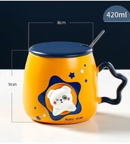 420ml Sevimli Karikatür Kabartmalı Ayıcık Isıya Dayanıklı Kupa&Meşrubat Bardağı (Turuncu)