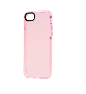 iPhone 7 Kılıf Şeffaf Renkli Tırtıklı Tasarım  Ekran Koruyuculu Silikon (Pembe)