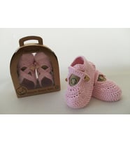 Yeni Doğan Bebek Hediyesi Patik Unisex Krem Organic Bonny Baby El Yapımı Organik Bebek Patiği (Pembe)