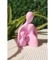 Aile Beton Obje, Baba - Anne - Çocuk (Pembe)
